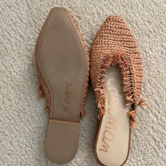 Sam Edelman Reeta Mule Flat Slip On Woven Raffia Fringe Brown Size 8.5 - Picture 3 of 3